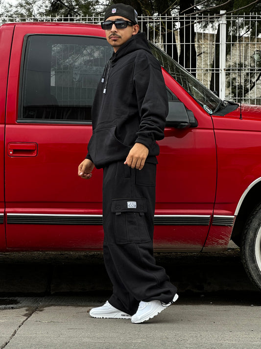 CONJUNTO PROCLUB PANTS CARGO + SUDADERA NEGRO