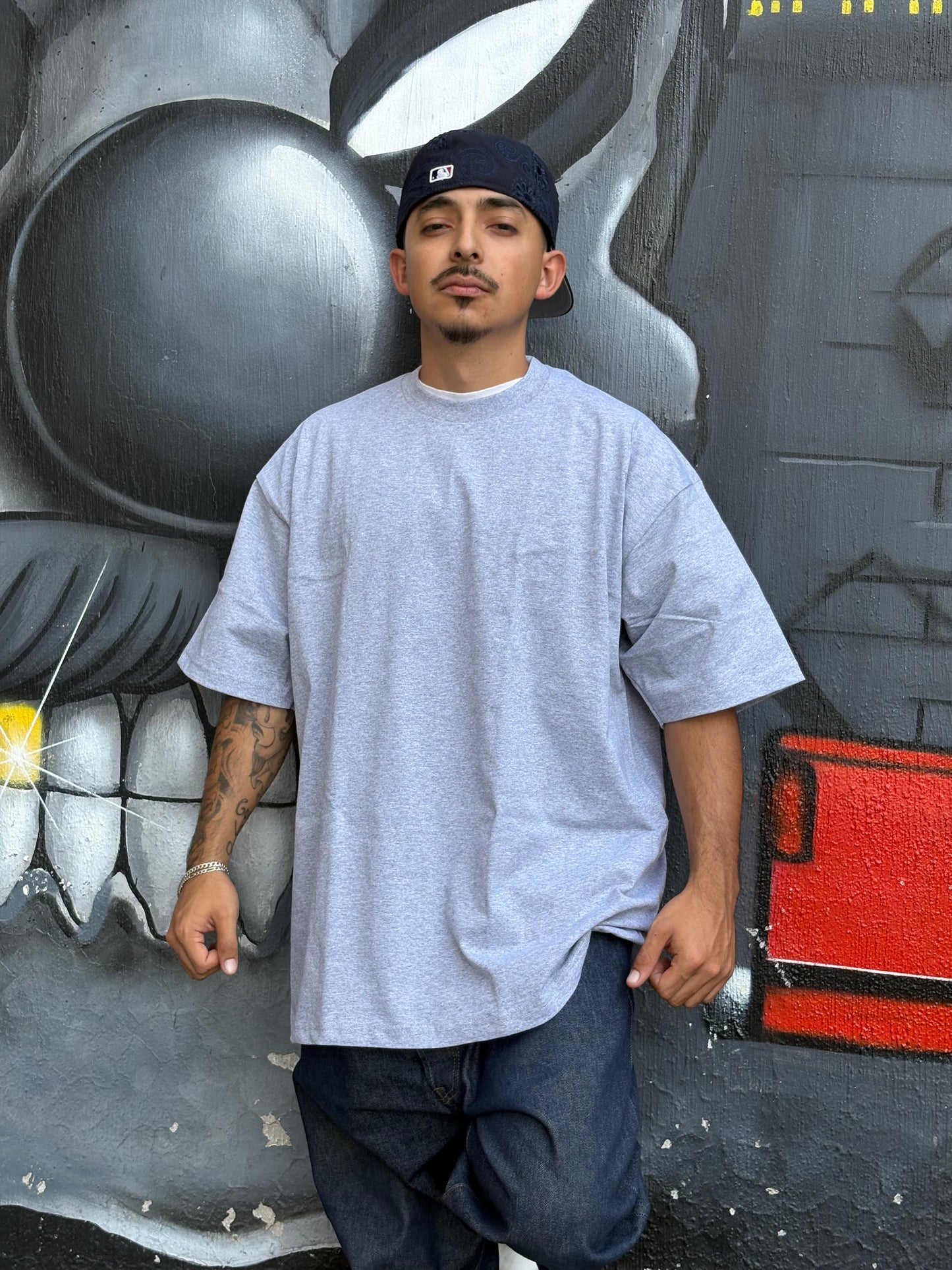 PLAYERA PROCLUB BASICA LISA CUELLO REDONDO HEAVY WEIGHT| GRIS JASPEADO CLARO