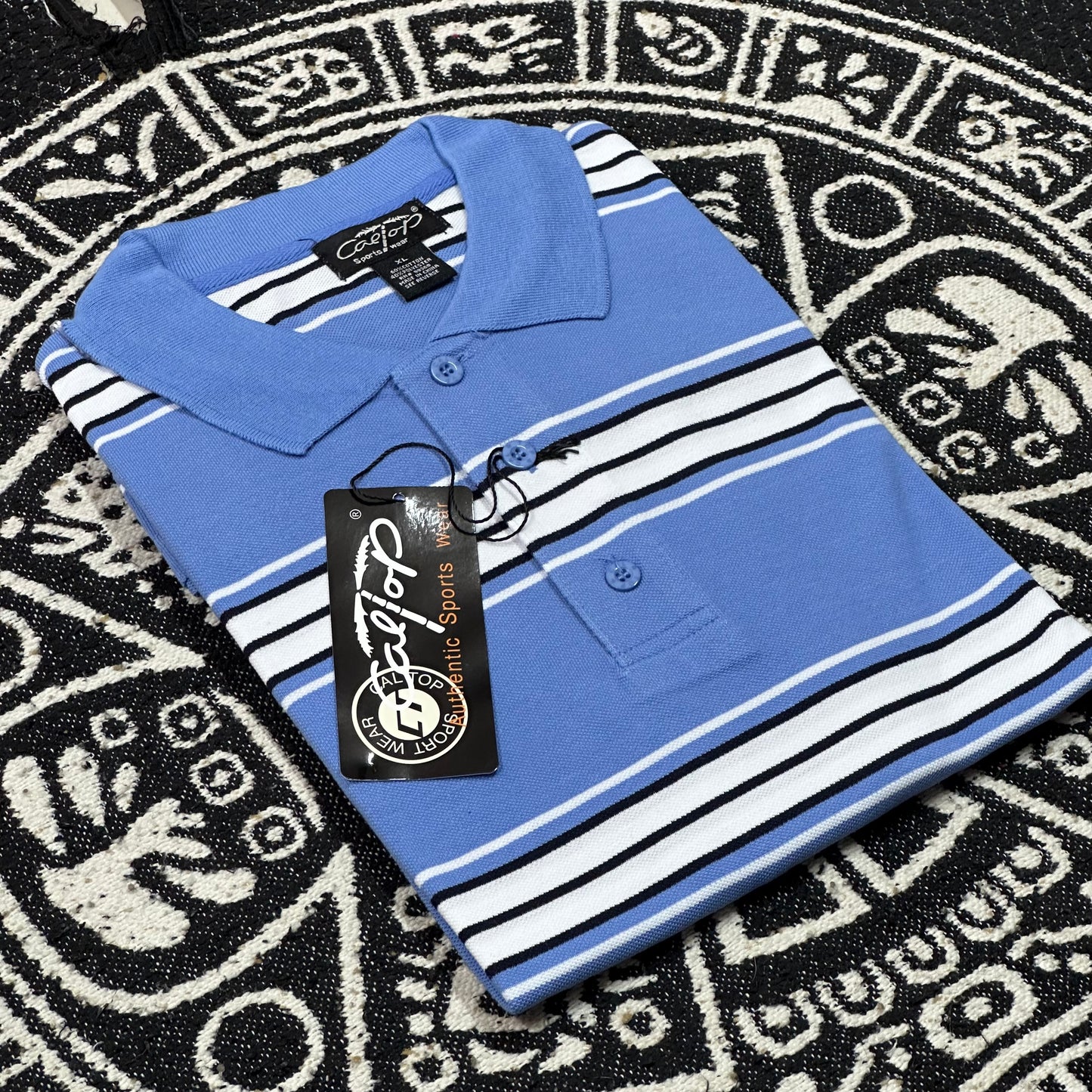 CALTOP RAYADA CAMISA TIPO POLO |AZUL CIELO #777