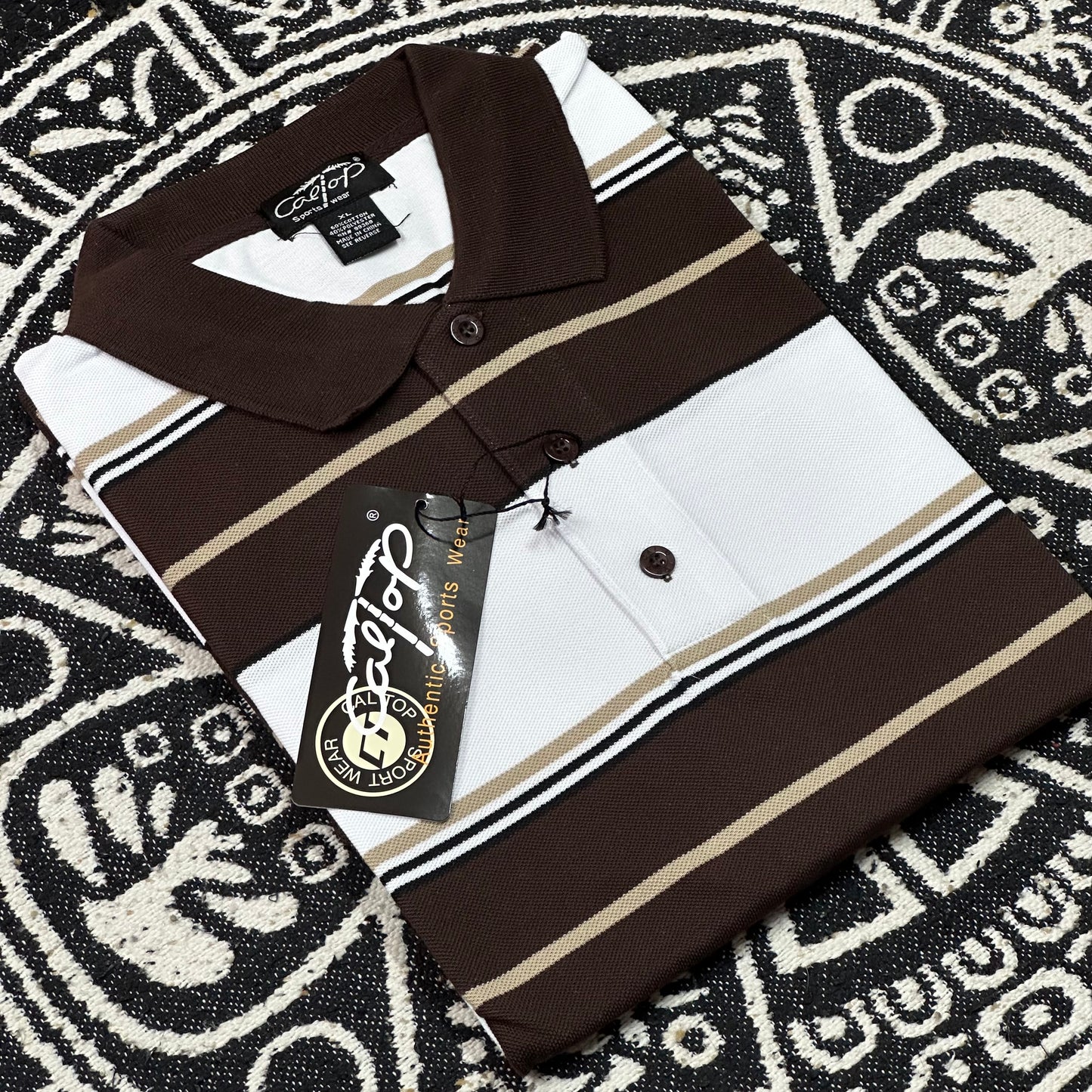 CALTOP RAYADA CAMISA TIPO POLO | CAFÉ #185