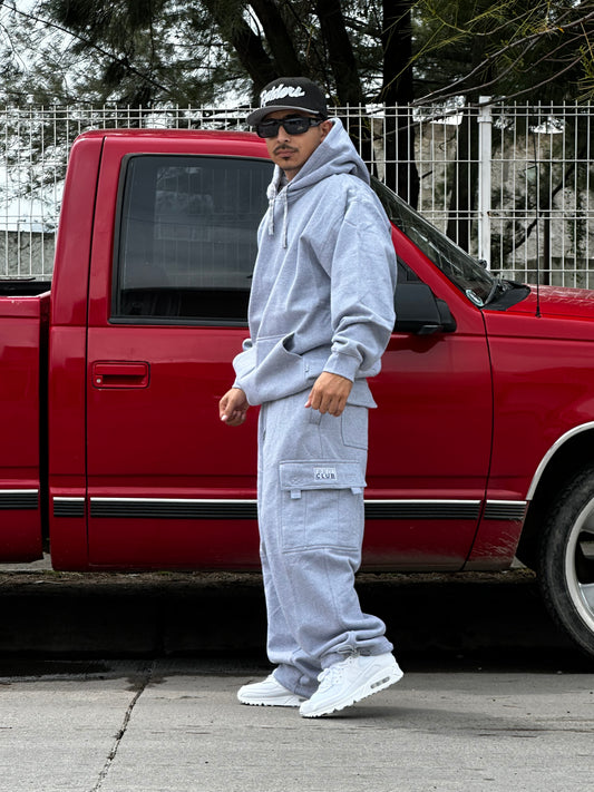 CONJUNTO PROCLUB PANTS CARGO + SUDADERA GRIS JASPEADO