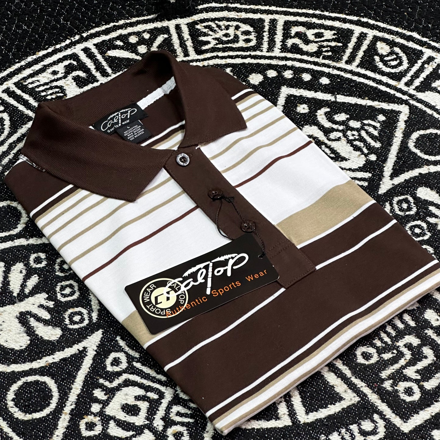 CALTOP RAYADA CAMISA TIPO POLO | BROWN #2404