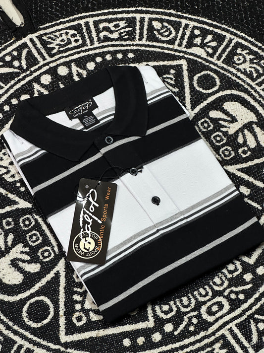 CALTOP RAYADA CAMISA TIPO POLO | BLACK #185