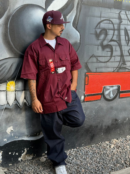 DICKIES CAMISA/CAMISOLA DE BOTONES MANGA CORTA | TINTO- GUINDA