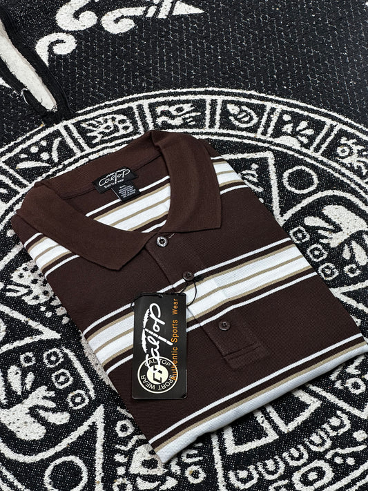 CALTOP RAYADA CAMISA TIPO POLO |CAFÉ #777