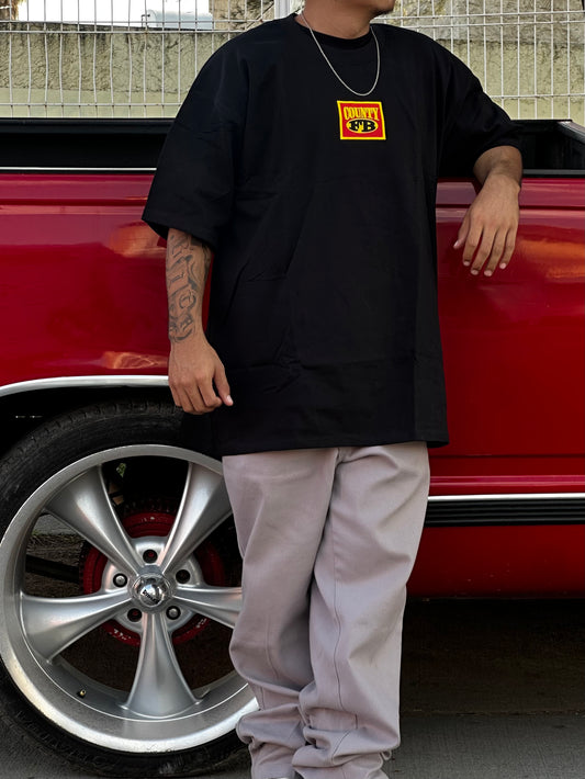 PLAYERA FB COUNTY CUELLO REDONDO BOX LOGO HEAVY HARD BORDADO BLACK