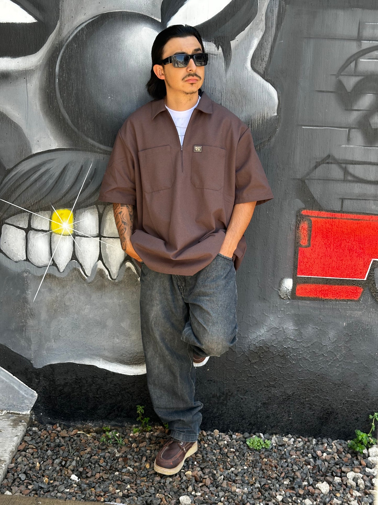 FB COUNTY “SOLID” MANGA CORTA 1/2 ZIPPER