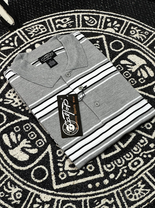 CALTOP RAYADA CAMISA TIPO POLO | GREY #777