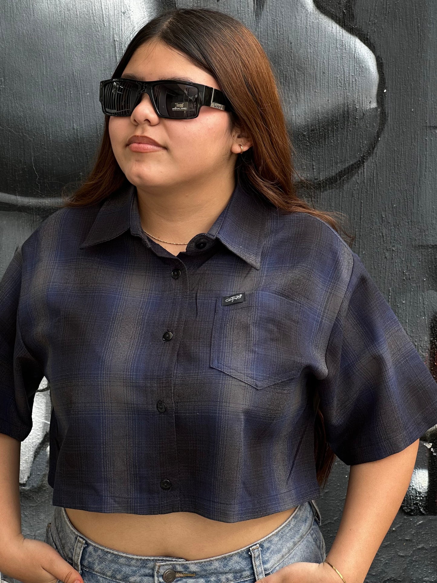 CALTOP CROP TOP DAMA “VETERANA” NAVY/GREY