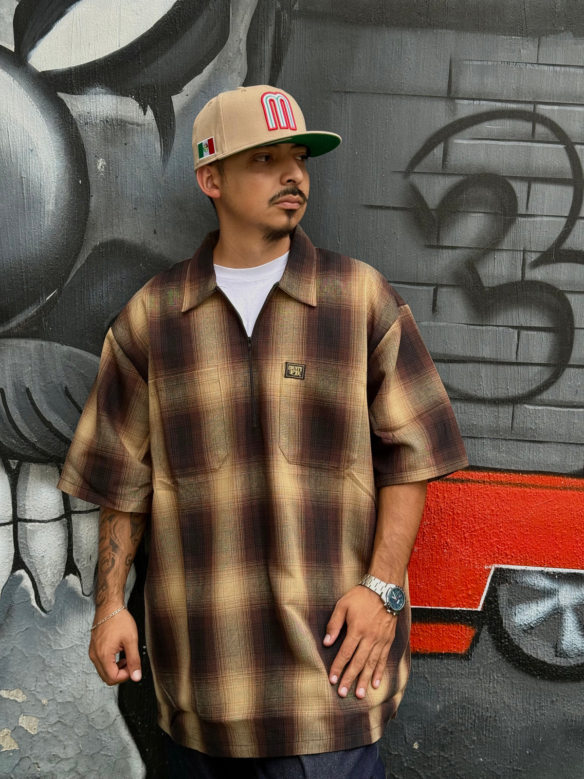 FB COUNTY CAMISA 1/2 CIERRE “CHECKER” MANGA CORTA