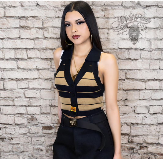 FB COUNTY GIRL CHARLIE BROWN “COLLARED HALTER TOP”