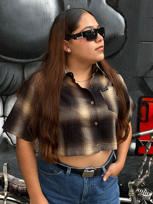 CALTOP CROP TOP DAMA “VETERANA” BROWN/KHAKI