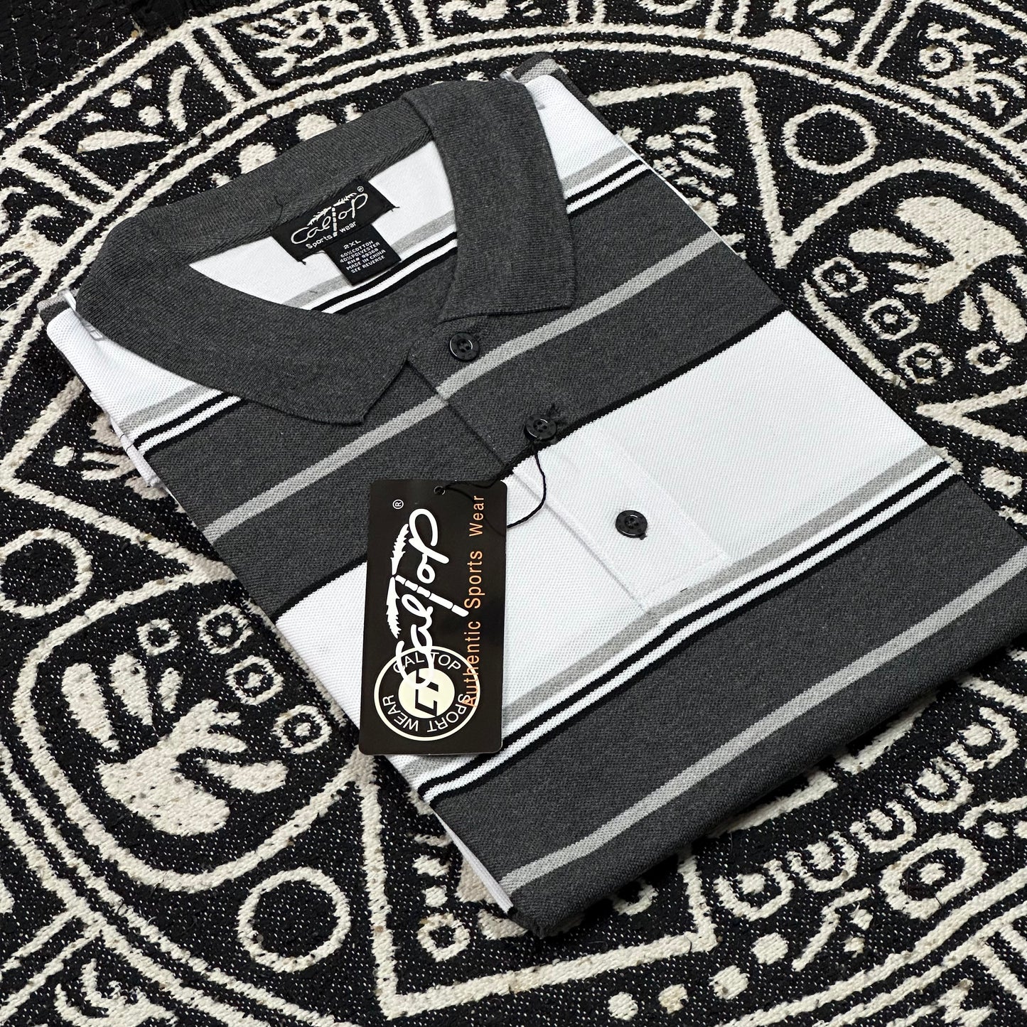 CALTOP RAYADA CAMISA TIPO POLO | CHARCOAL #185