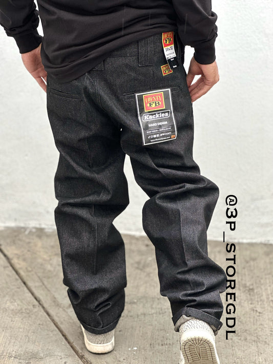 FB COUNTY “KACKIES” PANTALÓN HARD DENIM NEGRO NEVADO RÍGIDO