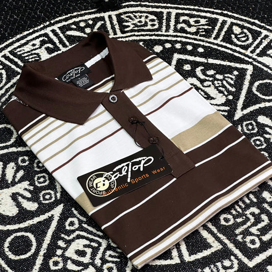 CALTOP RAYADA CAMISA TIPO POLO | BROWN #2404