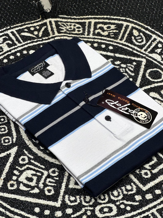 CALTOP RAYADA CAMISA TIPO POLO | NAVY #185