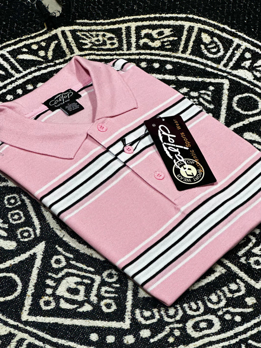 CALTOP RAYADA CAMISA TIPO POLO | PINK #777